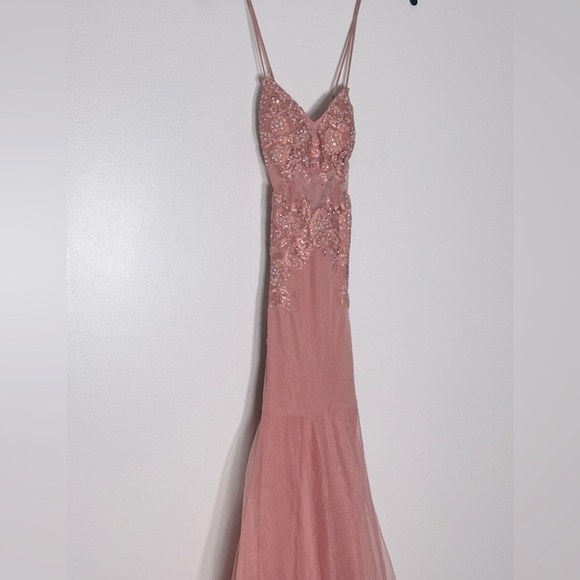 BCX Juniors' Embroidered Tulle-Skirt Sleeveless Gown, evening dress size 0 rose - Picture 6 of 16